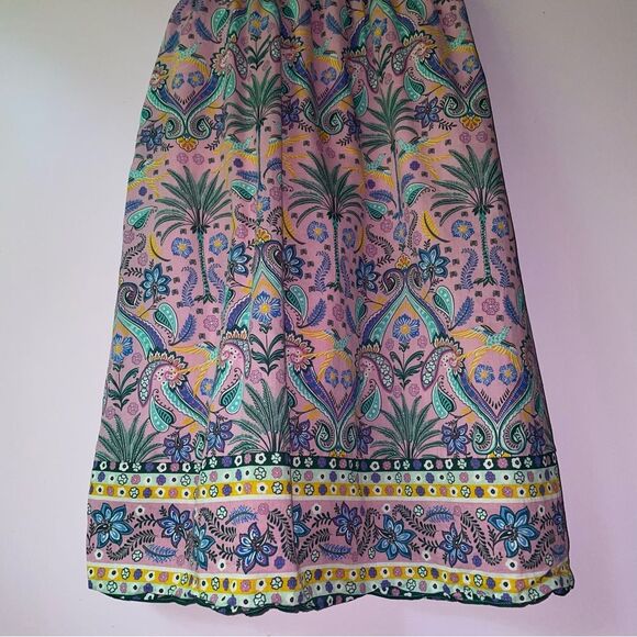 Talbots Size S Midi Dress Fit and Flare Cotton Pockets Pink Boho Coastal Preppy - Picture 9 of 9